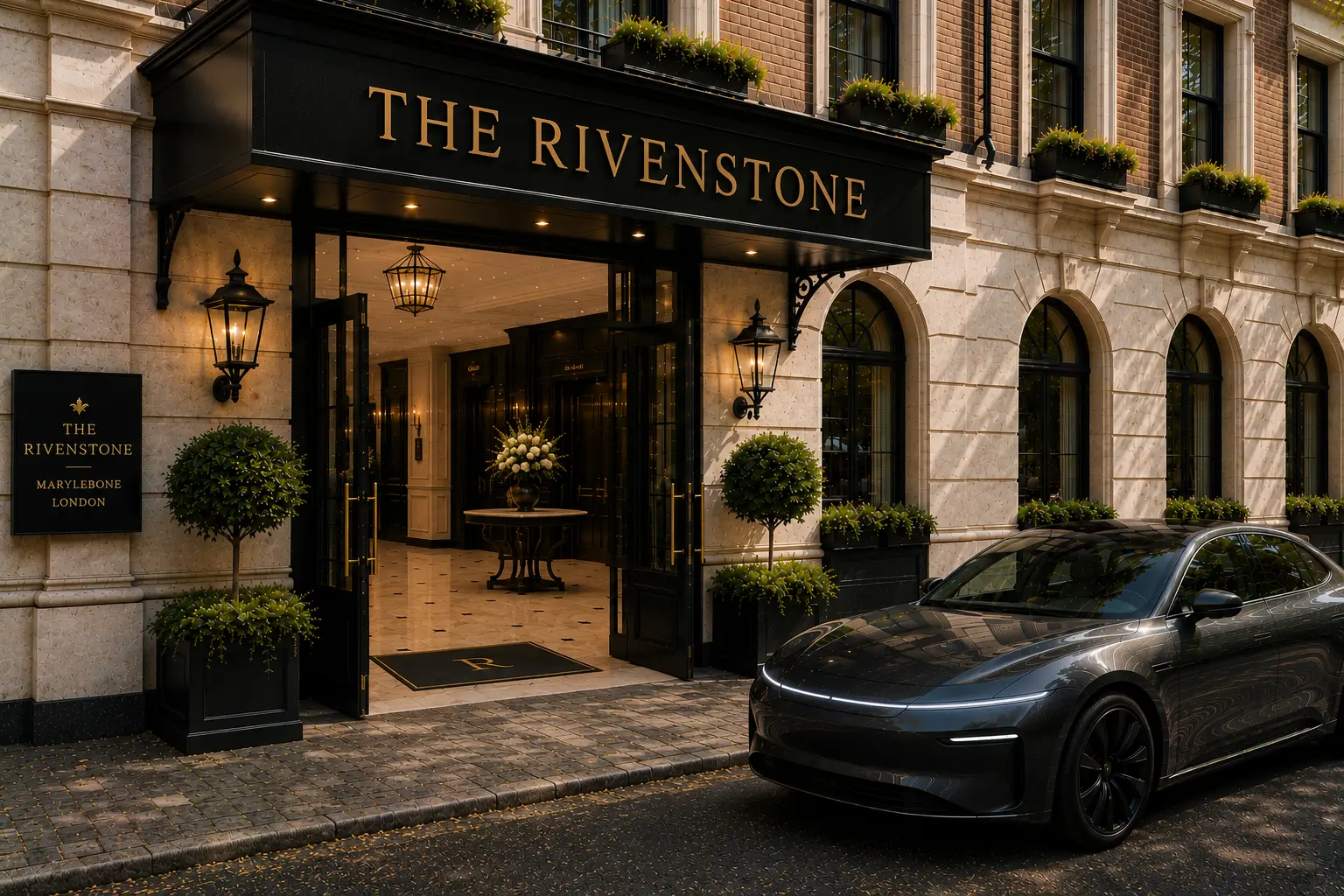 The Rivenstone entrance on a Marylebone street